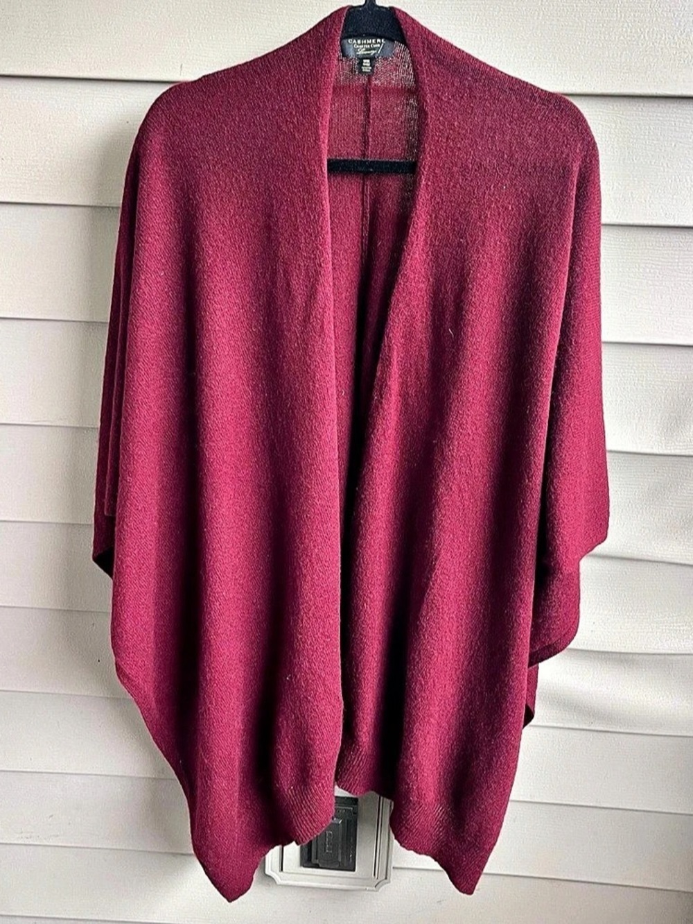 Charter Club Luxury Cashmere Shawl Poncho Wrap OS Burgundy Travel Classic Cozy